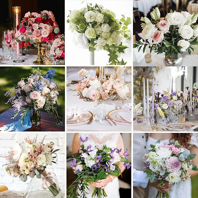 Artificial Flowers, Personalized Custom 100pcs Artificial Rose Colors for Centerpieces Arrangements, Foam Flowers with Stem for Bridal Shower Party Home Decorations