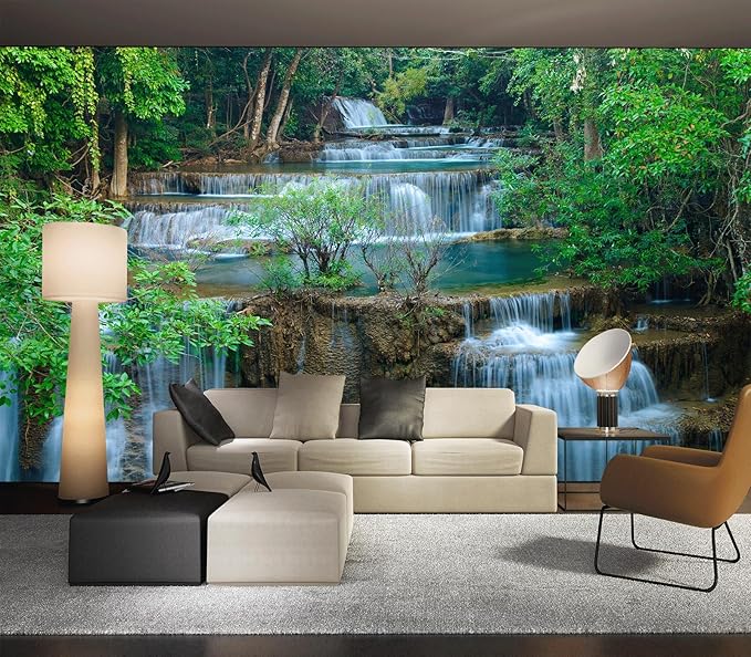 Cliouar-Kanchanaburi Waterfall Mural Wallpaper Peel and Stick 137" x 102"