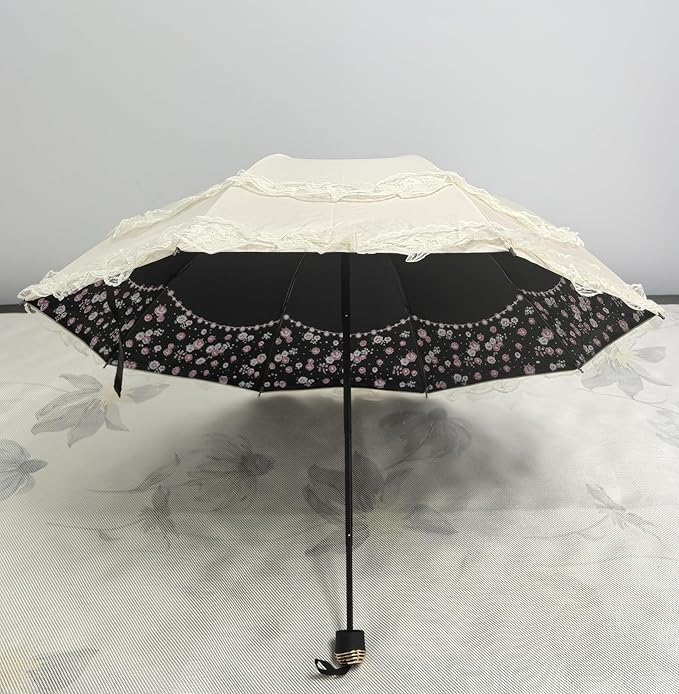 Vintage Lace Parasol Gothic Lolita Umbrella UV Sun Protection Witch Cosplay Photoshoot Props Party Decoration