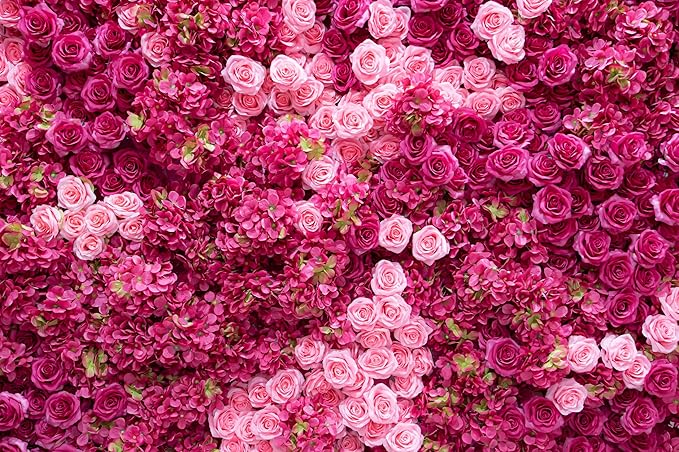 15ftx8ft Rose Wall Background Rose Photo Backdrops Spring Party Tea Party Flowers Backdrop Girls Birthday Pink Princess Party Wedding Bridal Shower Pink Floral Anniversary Ceremony Decor