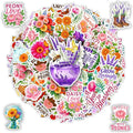 105 PCS Peony Lavender Gerbera Daisy Flower Stickers Pack Vinyl Waterproof Botanical Bloom Quote Decal for Hard Hat Bumper Car Water Bottle Scrapbook Laptop Phone Wall Gift