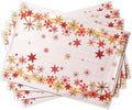 Maison d' Hermine Placemats Set of 4 100% Cotton Washable Cloth Place Mats, Reusable Table Mats for Thanksgiving Christmas Decorations Kitchen Dining Party Wedding Restaurant (Crystal Star, 13" x 19")