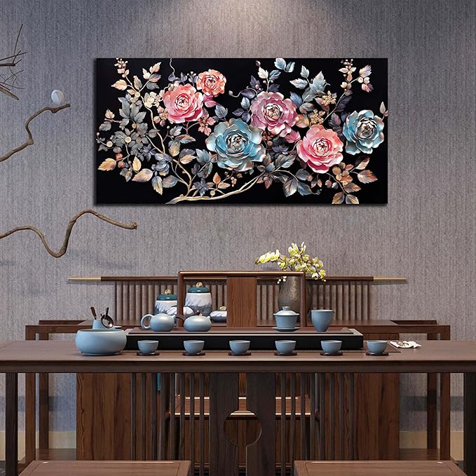 Colorful Flower Wall Decor Living Room Vintage Wall Decor Bedroom Teen Room Prints Decor for Girls Room 24" x 48"
