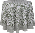 ATOSII Meraki Green 100% Cotton Round Summer Tablecloth, Block Print Floral Table Cloth for Kitchen Dining Linen I Parties, Weddings, Outdoors I Grand Millennial Home Decor 72" Inches I Memorial Day