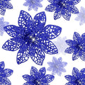 Boao Cobalt Blue 24 Pieces Poinsettia Flower Christmas Glitter Artificial Poinsettia with Clips Christmas Tree Ornament Decorations for DIY Xmas Wreath Holiday Home Party Decor, 3/4/6 Inches