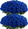 Auihiay 60PCS Fake Blue Roses, Artificial Blue Flowers, Silk Faux Rose with Long Stems for Wedding Centerpieces, Cake, DIY Floral Arrangement, Home Decor, Anniversary, Valentine's Day Decorations
