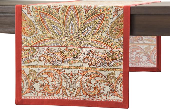 Maison d' Hermine Table Runner 100% Cotton Single Layer Table Runners 48 inches Long for Thanksgiving Christmas Decorations Home Kitchen Dining Party Wedding (Kashmir Paisley, 14.5" x 48")
