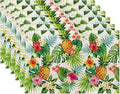 Pineapple Placemats Set of 6,Summer Hawaiian Tropical Fruit Palm Leave Flower Table Mats Non-Slip Heat Resistant Washable Placemat for Party Kitchen Dining Table Decoration Indoor Outdoor