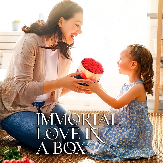 GLAMOUR BOUTIQUE Eternal Preserved Roses in a Box - Flowers Forever, Rose Forever in a Box for Wife, Birthday Gifts for Her, 7 Roses, Red
