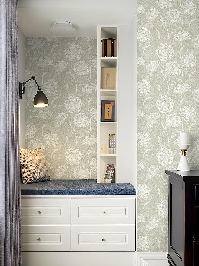 Safiyya Peel and Stick Wallpaper Floral Contact Paper Grasscloth Wall Paper Self Adhesive Removable Wallpaper for Bedroom 393"x17.3" Covering Vinyl Rolls