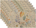 Colorful Flower and Leaf Placemats Set of 6 Place Mats for Kitchen Table Washable Farmhouse Linen Table Mats Dining Decoration 12x18 Inch