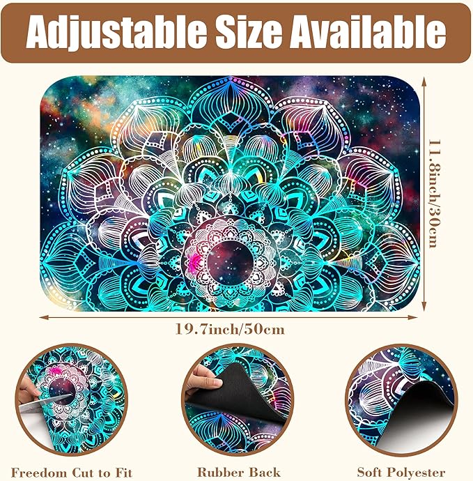 Abstract Mandala Galaxy Star Dish Drying Mat for Kitchen Counter Coffee Bar Mat Hide Stain Absorbent Rubber Backed Coffee Maker Espresso Machine Accessories 11.8 x 19.7 Inch