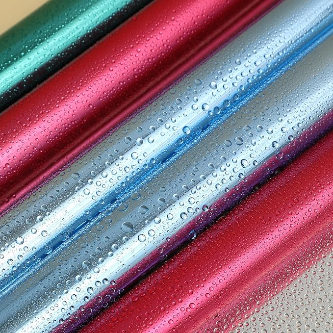 Red Metallic Film Gift Wrapping Paper Roll Solid Color Floral Bouquet Wraps for Wedding, Birthday, Christmas, Mother's Day, New Year, Baby Shower, Congrats (Bright red)