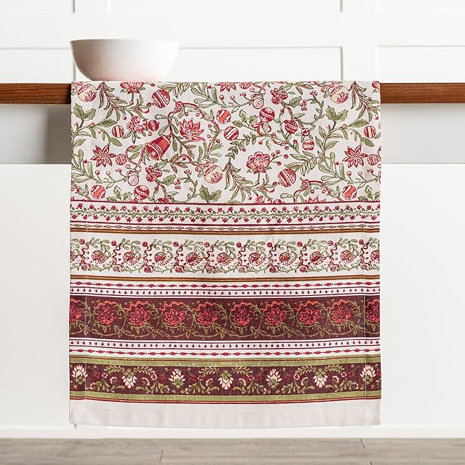 Maison d' Hermine Table Runner 100% Cotton Single Layer Table Runners 72 inches Long for Thanksgiving Christmas Decorations Home Kitchen Dining Party Wedding (Reveillon Au Jardin, 14.5" x 72")