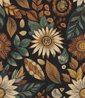 Vintage Boho Wallpaper Peel and Stick,Black Brown/Green Floral Contact Paper 17.5" x 393.7", Retro Flower Botanical Wall Paper Self Adhesive Removable Waterproof for Walls Shelves Cabinet Table Decor