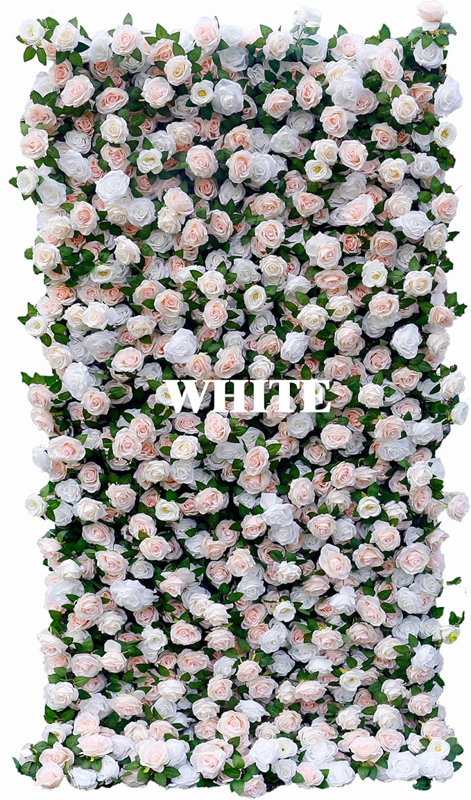 Artificial Flower Wall Panel 4×8 ft (1.2×2.4 m), Realistic Artificial Blooms, Photo-Ready Backdrop for Wedding, Parties & Photo Booth, Assembly-Friendly (Panel Only)