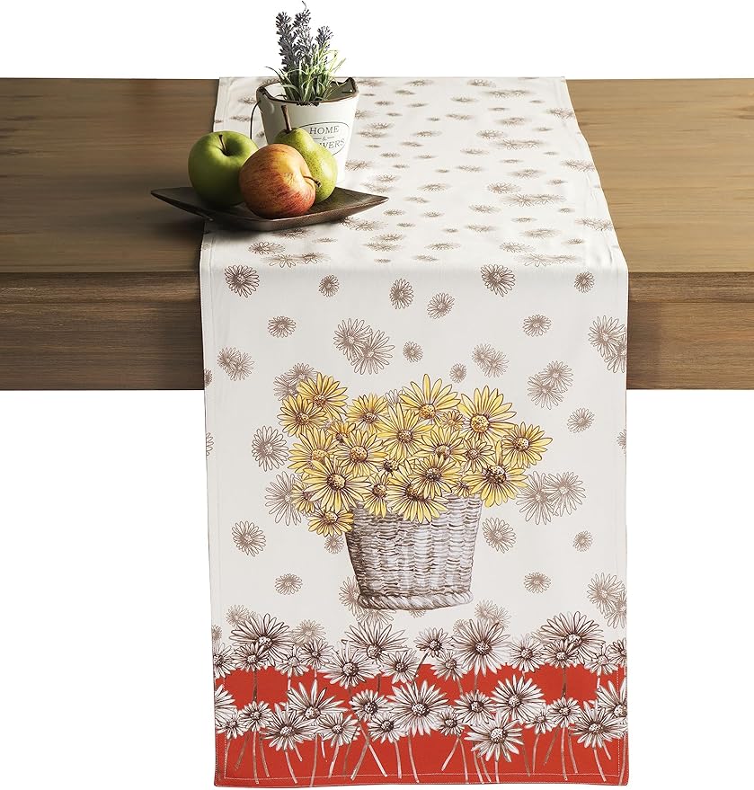 Maison d' Hermine Table Runner 100% Cotton Single Layer Table Runners 60 inches Long for Thanksgiving Christmas Decorations Home Kitchen Dining Party Wedding (Bagatelle, 14.5" x 60")