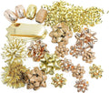 CT CRAFT LLC Gift Bows 22 PCS Set Multi Colored Assorted - Bow x 18 pcs + Kegg Roll x 4 pcs - Gold/Bronze Gold, Holiday Christmas Birthday Party Wrapping