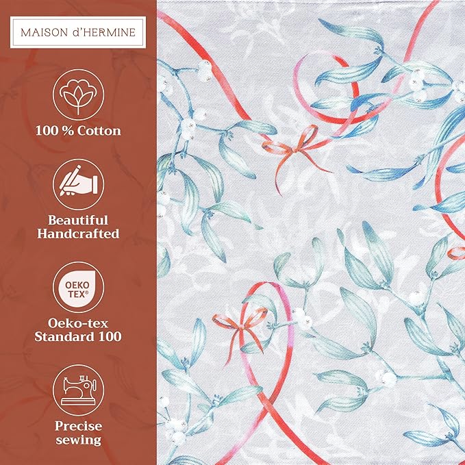 Maison d' Hermine Placemats Set of 4 100% Cotton Washable Cloth Place Mats, Reusable Table Mats for Thanksgiving Christmas Decorations Kitchen Dining Party Wedding Restaurant (Enora, 13" x 19")