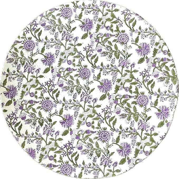 ATOSII Mahoka 100% Cotton Round Spring Summer Tablecloth, Block Print Floral Table Cloth for Kitchen Dining Linen I Parties, Weddings, OutdoorsI 72" Inches Round, 4 Seater
