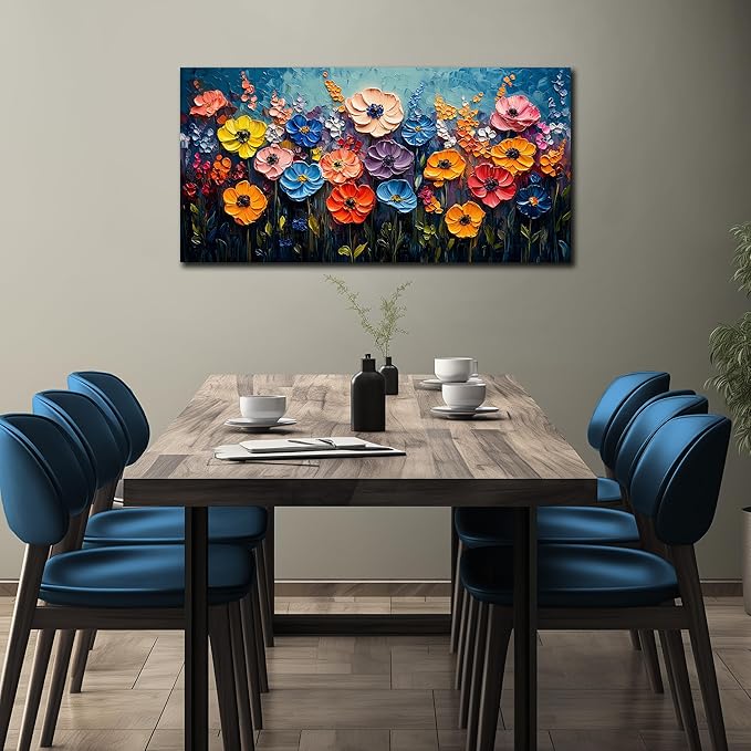 Flower Canvas Wall Art for Bedroom Women Colorful Prints Wall Decor for Living Room Floral Wall Decoration Ready to Hang 20 x 40 Inch
