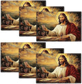 Christian Jesus Placemats Set of 6 Christian Gift Religious Jesus Christ Faith Place Mat Machine Washable Place Mats for Dinner Table Mats 6 PCS