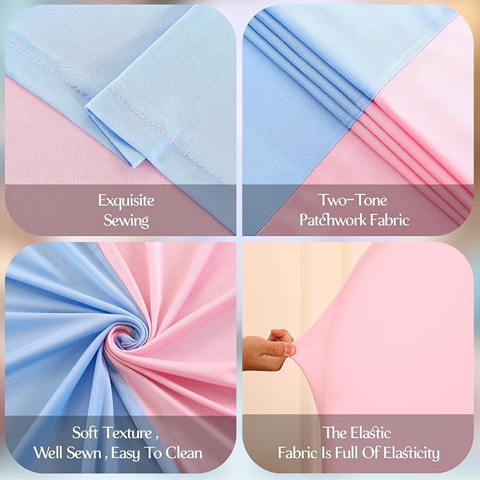 Pink and Blue Arch Backdrop Cover 7.2FT 6.6FT 6FT Arch Covers Stretchy Backdrop Set of 3, Gender Reveal Arch Cover Spandex Fitted Fabric Arch Covers for Boy or Girl Party Birthday Baby Shower Decor