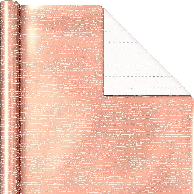 Hallmark Foil Wrapping Paper with Cut Lines on Reverse (3 Rolls: 60 Sq. Ft. Ttl) Rose Gold, Silver Trees, Gold Snowflakes for Winter Weddings, Graduations, Valentine's Day