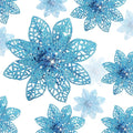 Boao Lake Blue 24 Pieces Poinsettia Flower Christmas Glitter Artificial Poinsettia with Clips Christmas Tree Ornament Decorations for DIY Xmas Wreath Holiday Home Party Decor, 3/4/6 Inches