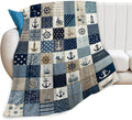 Nautical Blanket Ocean Sea Throw Blanket Sailboat Anchor Soft Cozy Fleece Fuzzy Stuffed Plush Flannel Gifts for Girls Women Boys Kids Adults 40''x50''