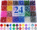 XSEINO About 1200+ PCS 6mm Golden Silk Style Glass Beads Bracelet Making Kit,24 Assorted Colors Golden Silk Series Crystal Beads for Bracelet and Jewelry Making and DIY Crafts,Friendship Bracelets