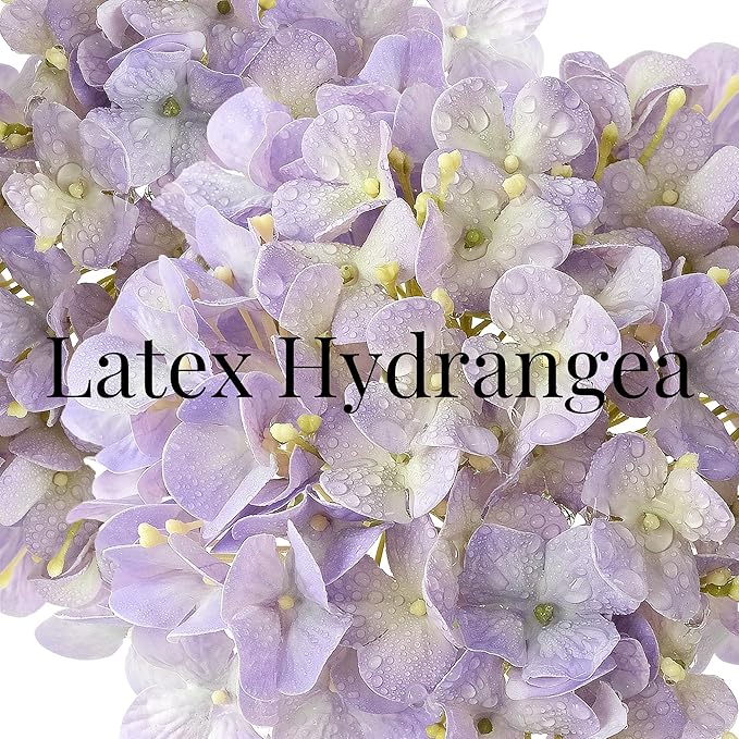 4 Pcs 20'' Real Touch Hydrangeas Artificial Hydrangeas Flowers Light Purple Faux Latex Lifelike Hydrangea for Kitchen Living Room Porch Home Decor Baby Shower Party Wedding Table Centerpiece