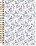VIIJJUE Blue and White Chinoiserie Christmas Cardinal Notebook Journal, Vintage French Country Toile de Jouy Journal, Xmas Red Cardinal Hardcover Spiral Notebooks, 5.5x8.3 Inch-02