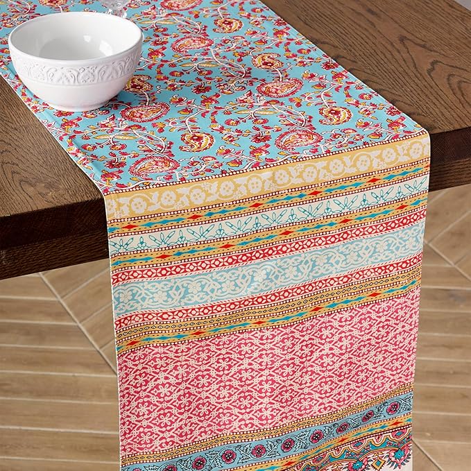 Maison d' Hermine Tablerunners 100% Combed Cotton Premium Table Runner Decorative Table Cover for Home, Kitchen, Dining, Parties & Camping, Lauris, Double Layer - (14.5"x108")