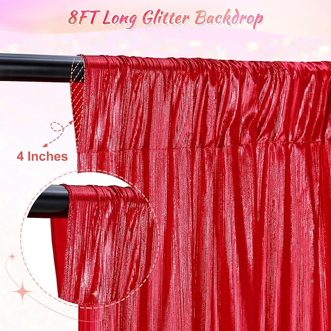 Wedding Arch Backdrop Cover: Red Party Photography Background Drapes 2 Packs 4.8x8FT Wrinkle Free Fabric for Birthday Christmas