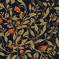 Dark Floral Wallpaper Peel Stick, Vintage Botanical Removable Contact Paper Stick on Cubicle Drawer Cabinet, Self-Adhesive Vinyl Leaf Fruit Wall Paper Black Yellow Gold Orange 17.5In x 9.8Ft