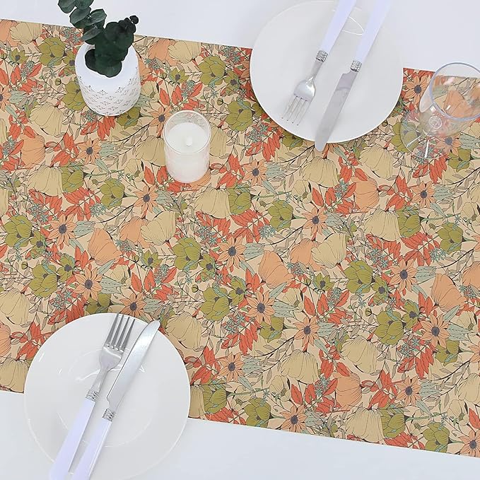 Aimyoo Kraft Floral Wrapping Paper Roll - Mini Roll - 17 Inch x 16.4 Feet - All Occasion Vintage Flower Gift Wrap Paper for Mother's Day Wedding Birthday Bridal Shower