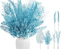 30 Pcs Artificial Christmas Tree Picks and Sprays Glitter Berry Stem Branches Holly Floral Picks Twigs Christmas Tree Ornaments for DIY Xmas Wreath Vase Filler Decorations(Lake Blue)