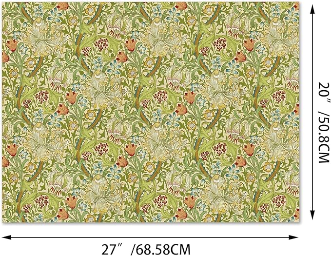 12 Sheets William Morris Wrapping Paper Set William Morris Gift Wrapping Paper 6 Design Green Vines and Flowers Pattern Paper for Flowers Themed Party Wedding Bridal Shower Baby Shower 20'' x 27''