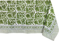 ATOSII Paradise Green 100% Cotton Rectangle Summer Tablecloth, Handblock Floral Print Linen Table Cloth for Kitchen Dining I Parties, Weddings, Outdoors, Decor 60 X 90 Inches