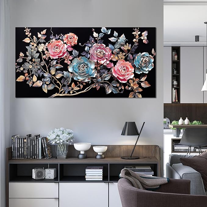 Flowers Canvas Wall Art for Office Colorful Prints Decor for Bedroom Wall Art for Living Room Large Size 29" x 58"