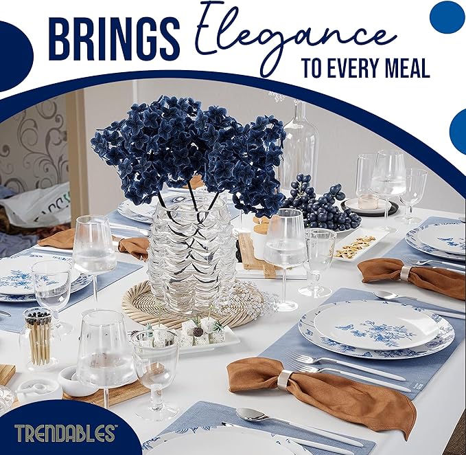 Trendables Plastic Plates For Party Supplies, Floral Disposable Plates For Party & Weddings 40 Pcs - 20 x 8 Dessert Plates & 20 x 10 Plastic Dinner Plates, Plate Set Disposable Dinnerware Sets