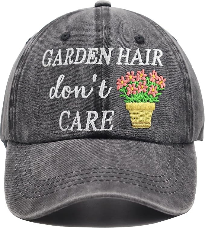 OASCUVER Garden Hair Don’t Care Hats for Women Mom, Adjustable Wash Cotton Embroidered Gardening Baseball Cap