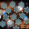 RECUTMS 40Pieces Blue Glitter Snowflake Winter Snowflake Ornaments Christmas Hanging Decorations for Christmas Tree Wedding Embellishing Party Decorations,4 Inches,2 Pattern (Blue)