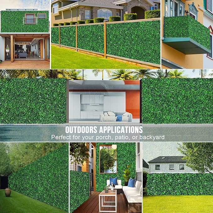 16PCS Grass Wall Panel with Flowers, 20x20inch Boxwood Panels, Grass Backdrop, Privacy Hedge Screen, UV Protected Wall Backdrop for Outdoor Garden and Indoor Home Wedding