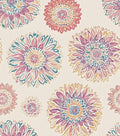 Beige Boho Wallpaper Peel and Stick, Vintage Circle Floral Contact Paper 17.5" x 393", Abstact Retro Blue/Pink Flower Wall Paper Self Adhesive Removable Waterproof for Walls Shelves Cabinet Table