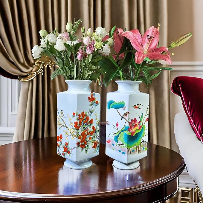 MTME Porcelain Figurines, Jingdezhen Decorative Flower vase, Home Decor, Wedding Gifts, Aesthetic Sculpture Home décor (Lotus)