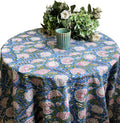 ATOSII Clover Pink 100% Cotton Round Tablecloth, Block Print Floral Table Cloth for Dining, Parties, Weddings, Outdoors, Holidays I 90" Inches, 6 Seater I Grandmillennial Farmhouse Spring Summer
