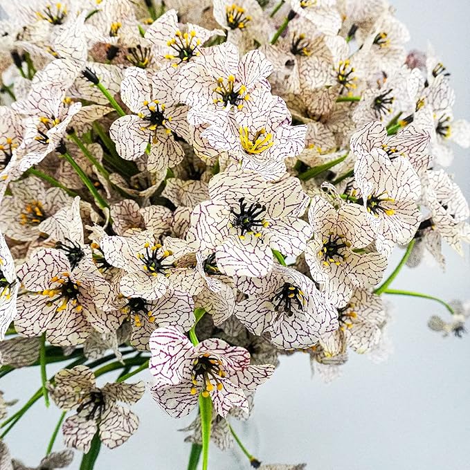 Uieke 16 Bundles Outdoor Artificial Flowers UV Resistant Fake Flowers No Fade Faux Plastic Plants for Garden Porch Window Box Home Outside Hanging Planter Spring Summer Décor (White)