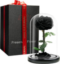 Forever Preserved Rose - Eternal Rose in Glass Dome - Beauty and The Beast Rose for Mom - Fresh Flowers (Black, 9 inch)